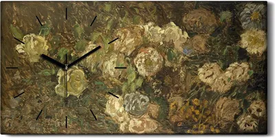 Produktbild von Küchenuhr Bürouhr Leinwand Uhr Geräuschlos 60x30 Gemälde Abstrakte Blumen Kunst - schwarze Hände
