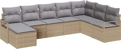 Image de vidaXL Ensemble de canapés avec coussins 8 pièces Beige Polyrotin