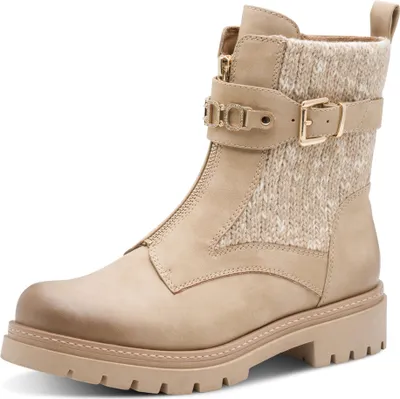 A single beige boot is shown against a white background.