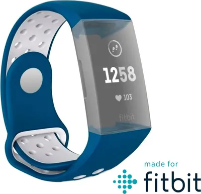 Produktbild von Silikon-Sportarmband für Fitbit Charge 3/4, blau/grau, universal (00086223)
