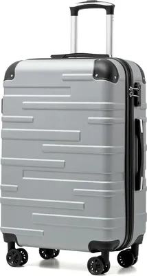 Image de COOLIFE Valise rigide Valise à roulettes Serrure TSA 4 roulettes Argent
