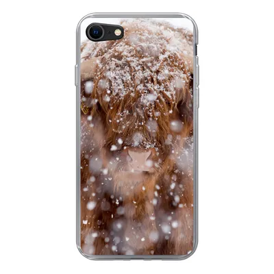 Produktbild von MuchoWow® Handyhülle Schutzhülle Hülle für iPhone 8 Schottischer Highlander - Hörner - Schnee Silikon Softcase Handy Hülle - Schutzhaube