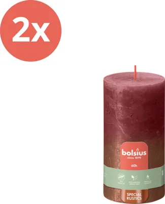 Obrázek produktu pro Bolsius - Rustikální svíčka - Fading Metallic - 130/68 - 1 kus v balení - Velvet Red + Copper - Value Pack - 2 kusy