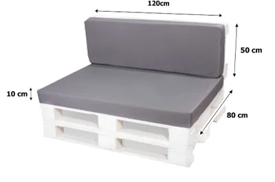 Obrázok produktu pre Paletová súprava vankúšov | Sedák 120x80 + opierka 120x50cm šedý | Paletový vankúš vonkajší | Podsedák palety | paletové nábytkové vankúše | Setgarden