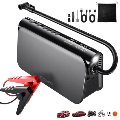 Zdjęcie produktu dla Urządzenie do rozruchu akumulatora samochodowego, powerbank – 1000 A – 16 000 mAh – kompresor 150 PSI – 65 W