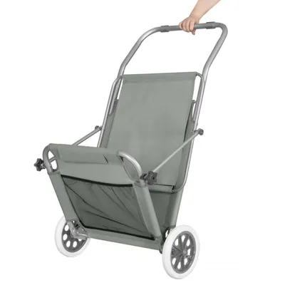 Obrázok produktu pre Plážové ležadlo Ležadlo na opaľovanie Prepravné ležadlo Záhradné ležadlo s kolieskami a slnečnou strieškou - sivé