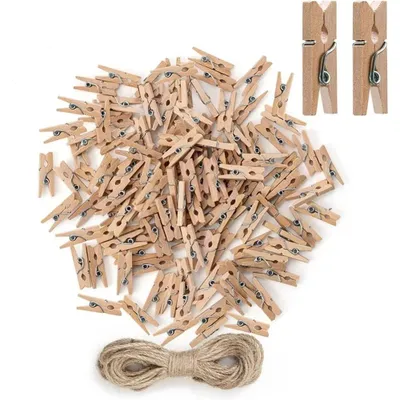 Produktbild von Holzklammern Set 100 Stück Mini Wäscheklammern Holz Fotos Deko DIY Haushalt