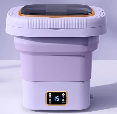 Productafbeelding van Opvouwbare wasmachine, 9 liter: kleine, automatische, draagbare was- en centrifugeermachine, ideaal voor studentenkamers, perfect voor babykleding en ondergoed, paars