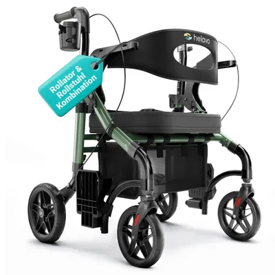 Produktbild von Helavo 2-in-1 Faltbar Rollator und Rollstuhl mit All-Terrain-Rädern