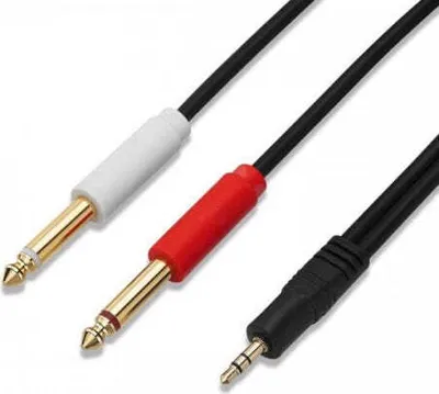 Produktbild von SYSTEM-S 3.5mm Klinke AUX TRS (male) auf Dual 6.35 mm Mono Stecker Stereo Audio Splitter Kabel