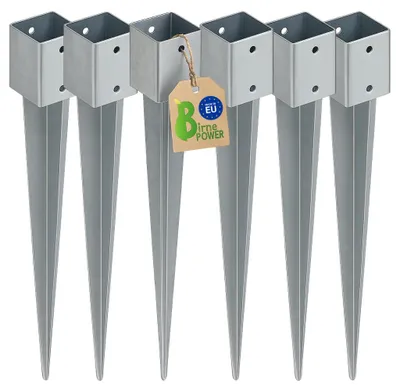 Produktbild von BirnePower Einschlagbodenhülse 101x101mm, 900mm Länge (6 Stück), Pfostenträger, Feuerverzinkt, Bodenanker, Pfostenanker, Erdanker, Vierkant