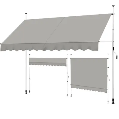 Produktbild von Yaheetech Balkonmarkise mit Handkurbel 300 cm L, Klemmmarkise Sonnenschutz ohne Bohren Sonnenmarkise höhenverstellbar, Hellgrau