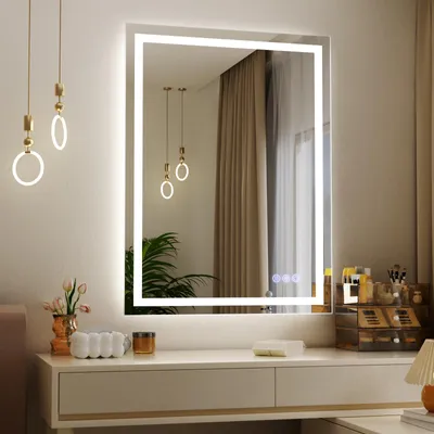 Produktbild von Koonmi 80x60cm LED Badezimmerspiegel - 3 Einstellbare Beleuchtungsmodi, Beleuchteter intelligenter Badezimmer Spiegel , wandmontiert horizontal