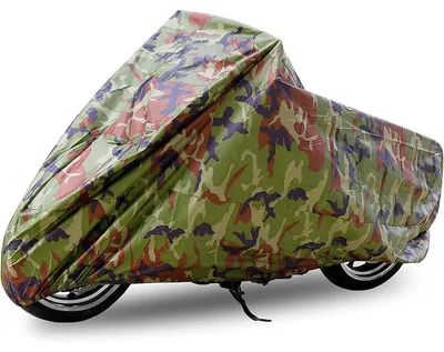 Image de Housse de protection imperméable pour moto, taille 3XL, camouflage, protection UV, anti-pluie et anti-poussière, avec sac de transport