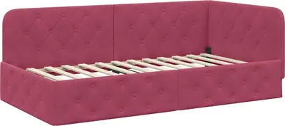 Produktbild von vidaXL Eckbettgestell Weinrot 100 x 200 cm Samt