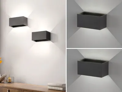 Produktbild von 2er SET Wandlampen Updown für Innen & Hauseingang Fassade Hausbeleuchtung außen