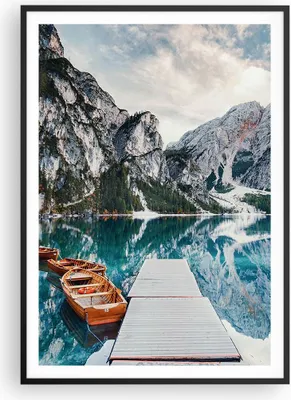 Produktbild von Gerahmtes Poster - Schwarzer Rahmen - Boote Berge Hafen - 70x100 cm - Wand Bild - Wanddeko - Wandbilder - Kunstposter - Wandposter - Bilderrahmen - Bilder - Kunstdruck - P2BPA70x100-5068