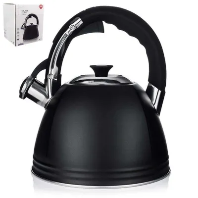 Image de Bouilloire avec sifflet, acier, noir, 2 l
