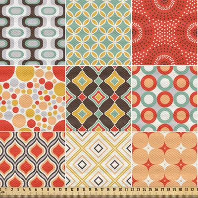 Produktbild von ABAKUHAUS Jahrgang Gewebe als Meterware, Mosaik Vintage Muster Mit Diagonalem Geometrischem Form Entwurfs Druck Bild, 1 M (148 x 100 cm), Mehrfarbig