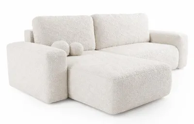 Obrázek produktu pro ANMIL Rohová sedačka LUMI, tvar L, rozměry 282 × 94 × 177 cm, bílá, potah: látka. QUELLE: Univerzální rozkládací pohovka s úložným prostorem