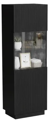 Immagine prodotto di Dmora Vetrina Mealhada 40x59.5x178h cm Nero, 4 Ripiani Un'anta