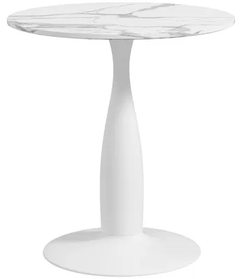 Produktbild von Runder Esstisch, pulverbeschichteter Stahl, MDF mit Melamin, rutschfeste Fš¹?e, 70 x 74 cm, Wei?
