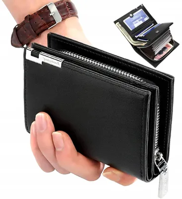 Immagine prodotto di Portafoglio da uomo - Design elegante - Ampio spazio - Regalo ideale - Pelle di alta qualità - Pratica chiusura con bottoni a pressione - Scomparto trasparente