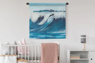Produktbild von MuchoWow® Wandteppich Wandbehang Golf - Meer - Aquarell 90x90 cm Tapisserie Dekoration Wandtuch - Wandaufhänger