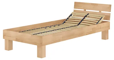 Produktbild von Einzelbett Überlänge 90x220 Massivholzbett Buche natur Bettrahmen Zubehör wählbar V-60.80-09-220Federholzrahmen inkl.