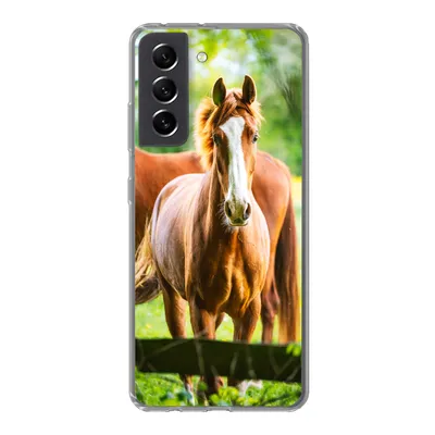 Produktbild von MuchoWow® Handyhülle Schutzhülle Hülle für Samsung Galaxy S21 FE Pferde - Licht - Wiese Silikon Softcase Handy Hülle - Mobiltelefonhülle