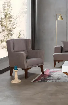 Produktbild von Sessel Luxus Polster Möbel Wohnzimmer Einsitzer Sessel Textil neue Farbe braun