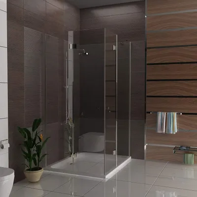Produktbild von Alpenberger Duschkabine 100 x 120 cm | Eckeinstieg Dusche aus 2 Duschtüren und Seitenteilen aus Sicherheitsglas ESG | Komplettdusche Glasdusche | Eckduschkabine