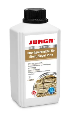 Produktbild von Jurga STEIN Imprägnierung 1L, auch FÜR ZIEGEL PUTZ, für INNEN & AUßEN, Lösemittelfrei, Verhindert das Wachstum von Schimmel, Pilzen, Moosen, Grünbelag
