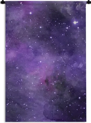 Produktbild von MuchoWow® Wandteppich Wandbehang Aquarell - Sterne - Lila 60x90 cm Tapisserie Dekoration Wandtuch - Foto-Teppich - Abwaschbar