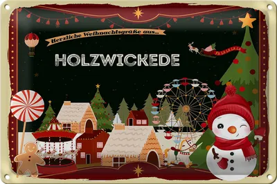 Produktbild von Blechschild Weihnachten Grüße HOLZWICKEDE 18x12cm