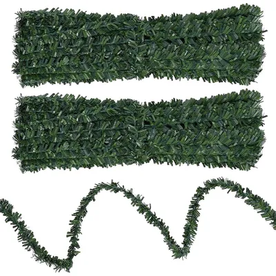 2er-Pack Tannengirlande 5,5 m, PVC, Dunkelgrün, Weihnachten