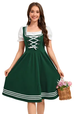 Produktbild von YesFashion Dirndlkleid Damen Midi Trachtenkleid Trachtenmode Kleid Dirndl Kleidung Tracht Dirndlkleid für   Outfit Dunkelgrün 42