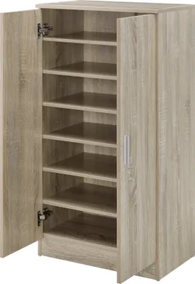 Produktbild von [en.casa] Szafka na buty 108x55x35cm dąb sonoma Szafka na buty Komoda do przechowywania butów Miejsce na 14 par butów Oszczędność miejsca