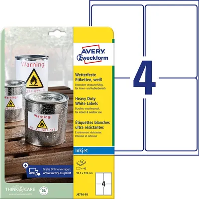 Immagine prodotto di AVERY Etichette resistenti alle intemperie Zweckform, 139 x 99,1 mm, bianco