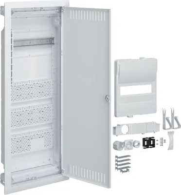 Zdjęcie produktu dla Rozdzielnica hybrydowa podtynkowa, 1 x12modułów, 3x płyta montażowa, 1x gniazdo 230V, HAGER Volta Hy