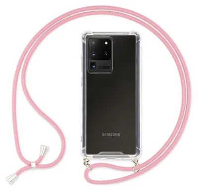 Zdjęcie produktu dla Etui na telefon NALIA z łańcuszkiem do Samsung Galaxy S20 Ultra, miękki pokrowiec na przewód różowy