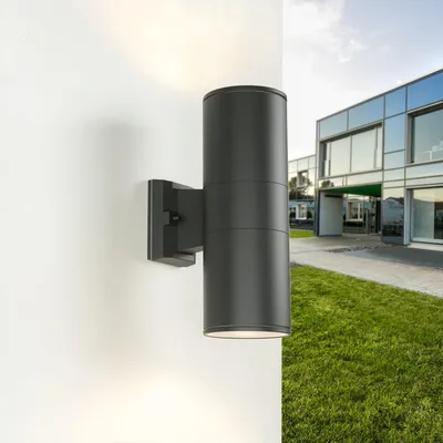Produktbild von Außenwandleuchte Modern Anthrazit Aluminium Glas 2-flammig Wandlampe Terrasse Hof