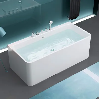 Produktbild von Mai & Mai Badewanne 180x80cm Sanitäracryl mit Armatur Standbadewanne V601MA