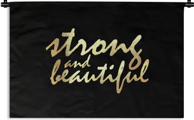 Produktbild von MuchoWow® Wandteppich Wandbehang Zitate - Motivation - Schwarz - Gold 120x80 cm Tapisserie Dekoration Wandtuch - Wanddekorationen - Wandtücher