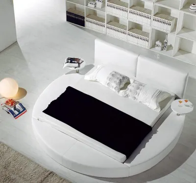 Produktbild von Rundes Bett Moderne Design Luxus Polster Rund Betten Textil Stoff Rundbetten neu