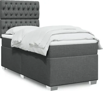 Produktbild von Möbel Boxspringbett mit Matratze Dunkelgrau 100x200 cm Stoff - Polsterbett 3292707