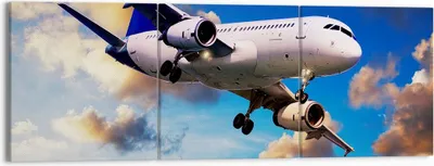 Produktbild von Bild auf Leinwand - Leinwandbild - Flugzeug Flug Reise Fahrzeug - 150x50cm - Wand Bild - Wanddeko - Leinwanddruck - Bilder - Kunstdruck - Wanddekoration - Leinwand bilder - Wandkunst - CA150x50-2445