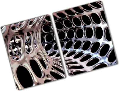 Produktbild von Tulup Glas Herdabdeckplatte - 2x40x52 cm - Glaskeramikkochfeld-Abdeckung Spritzschutz Glasabdeckplatte Kochplattenabdeckung und Schneidebrett - Zweiteilig - Kunst: modern & klassisch - Metalltunnel - Silber