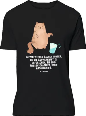 Produktbild von Mr. & Mrs. Panda Größe M T-Shirt Katze Wasserglas - Schwarz - Geschenk, Neugierig, mit Spruch, Katzen, Wasser, Cats, Cat, Shirt, Tshirt, Herren