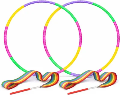 Productafbeelding van Fitnessset 4-delig, 8-segment hula hoepels, danslint met stok, voor binnen en buiten